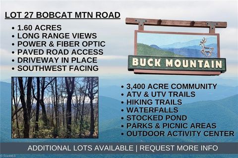 Vacant Land For Sale - LOT 27 Bobcat Mountain Road<br/> Purlear, NC 28665