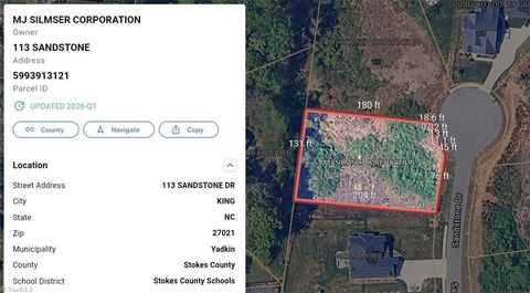 Vacant Land For Sale - 113 Sandstone Drive<br/> Stokes County, King, NC 27021