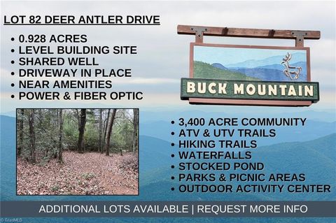 Vacant Land For Sale - LOT 82 Deer Antler Drive<br/> Purlear, NC 28665