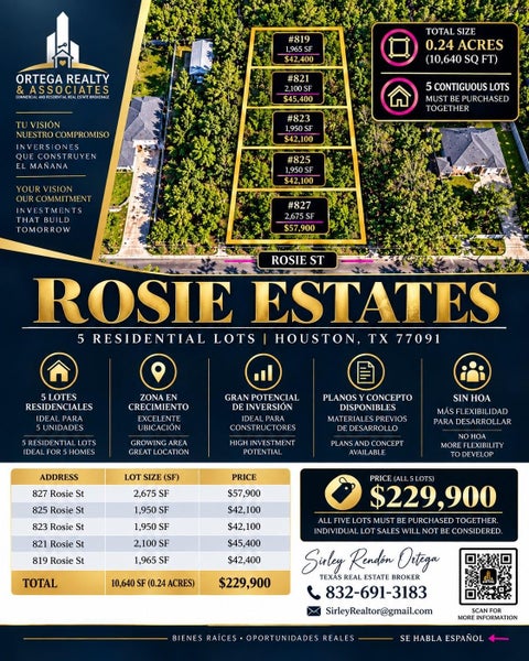 Vacant Land For Sale - 819 Rosie Street<br/> Houston, TX 77091