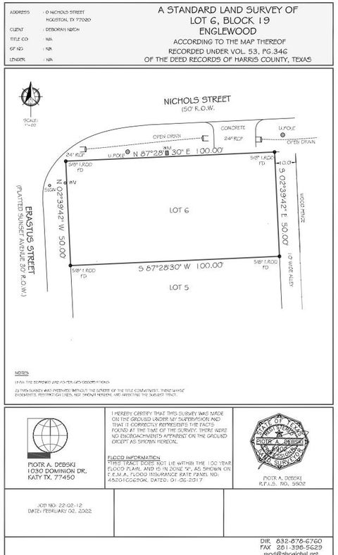 Vacant Land For Sale - 2124 Erastus Street<br/> Houston, TX 77020