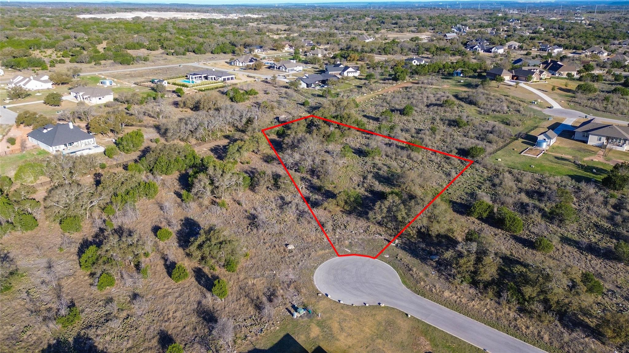 AERIAL - LOT 196 MARBLE FALLS CT - LOT LINE