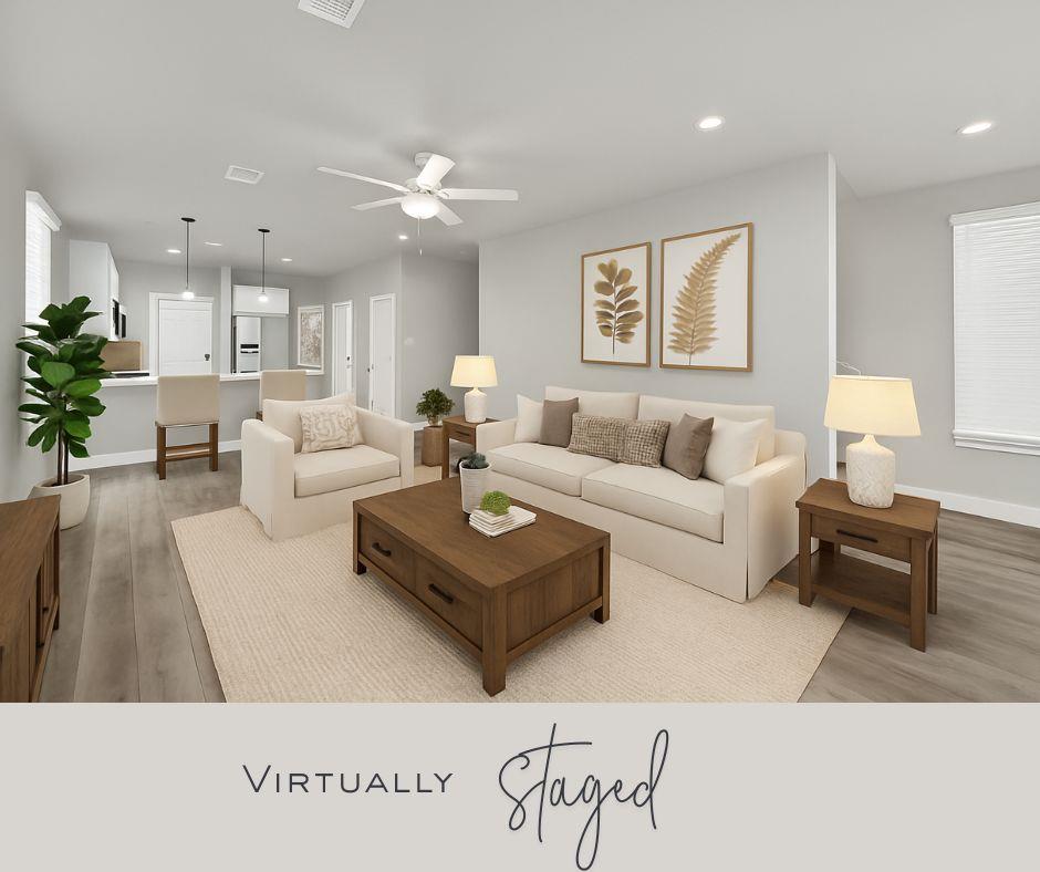 Virtually staged living area