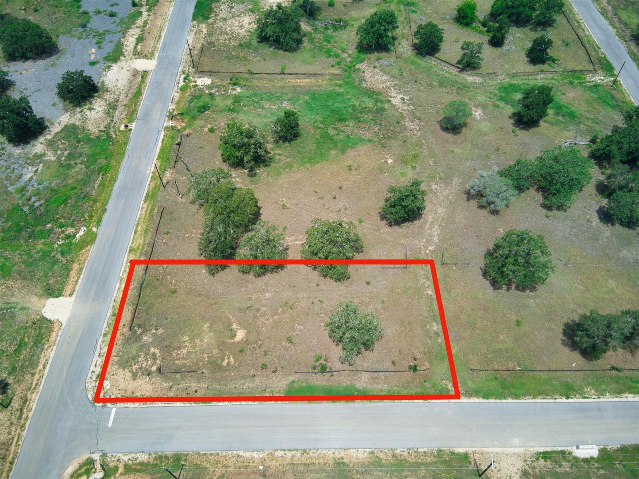Aerial overview of property's location with prope
