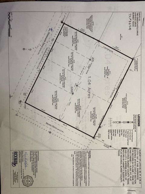Lot 55,56,57,58,1167,1168 Greencastle and Mystic DR Granite Shoals TX 78654