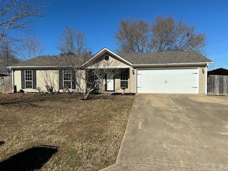 WOW! Pretty much completely Remodeled!  BRAND NEW Roof, HVAC System, Paint, Floors - LVP in Living and Baths and kitchen and dining and carpet in bedrooms, Granite in Kitchen and baths, Fans and Fixtures and Hardware and cabinets in kitchen and SS appliances and much more! Open floor plan and besides 2 car garage with auto opener it has secured and covered parking and additional pad for another car or perfect for boat or ATV. Fenced in back yard and Bryant Schools! Qualifies for Rural Development too! Can show anytime! Agents,                  PLEASE SEE AGENT REMARKS!