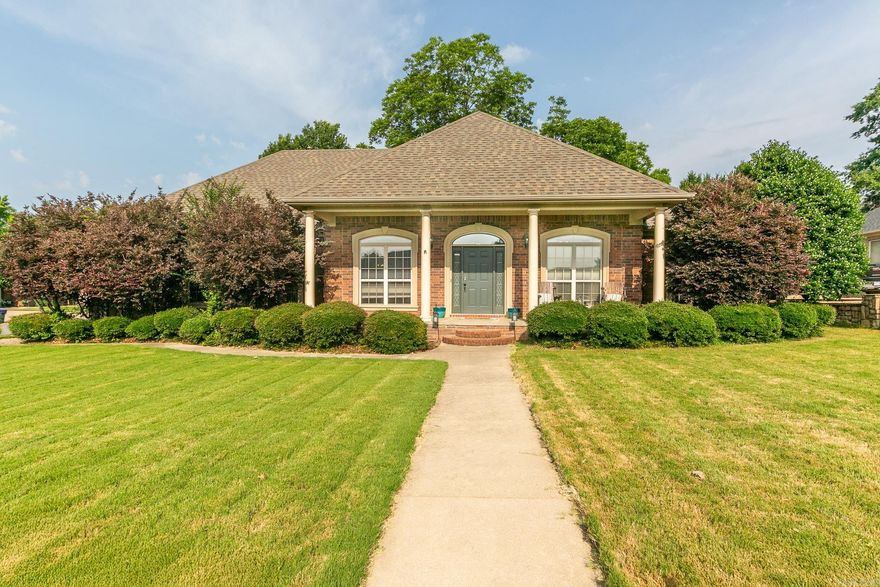 This stunning 4 bedroom, 2 bath, brick home, semi-open concept layout offers a split floor plan, a spacious living area, a cozy site built woodburning fireplace, gas logs, perfect for family gatherings! The large kitchen is a chefs delight, with walk-in pantry, double ovens, lots of cabinets, granite countertops & a sunny bay window breakfast nook.  The dedicated dining room is perfect for family dinners!   Enjoy the convenience of the laundry room close to the garage back door, primary bedroom and kitchen.  The expansive front porch & covered back porch  provides ideal spaces for relaxing & enjoying the outdoors.  A versatile shed in the backyard, complete with AC is perfect for a home office, studio, or retreat! Roof replaced in 2022.  $1,000 flooring allowanced offed.  SEE AGENT REMARKS