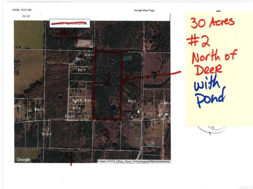 Over 30 acres of beautifully wooded land plus a pond. Great property to build, hunt, or play.  See Signs Marked #2.   Located between properties with addresses of 496/500 Deer Road and 436 Deer Road.