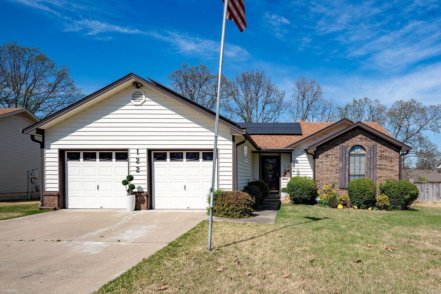 Charming 3 bedroom, 2 bath single level home that boasts lots of modern updates. Spacious great room with tray ceiling and fireplace.  Sleek quartz countertops in kitchen, painted cabinetry, updated hardware and more. Elegant wood flooring in living areas. Seller has made home energy efficient adding solar panels which have led to extremely low electric costs.  Every corner of this home exudes warmth and style!  See it quickly!!