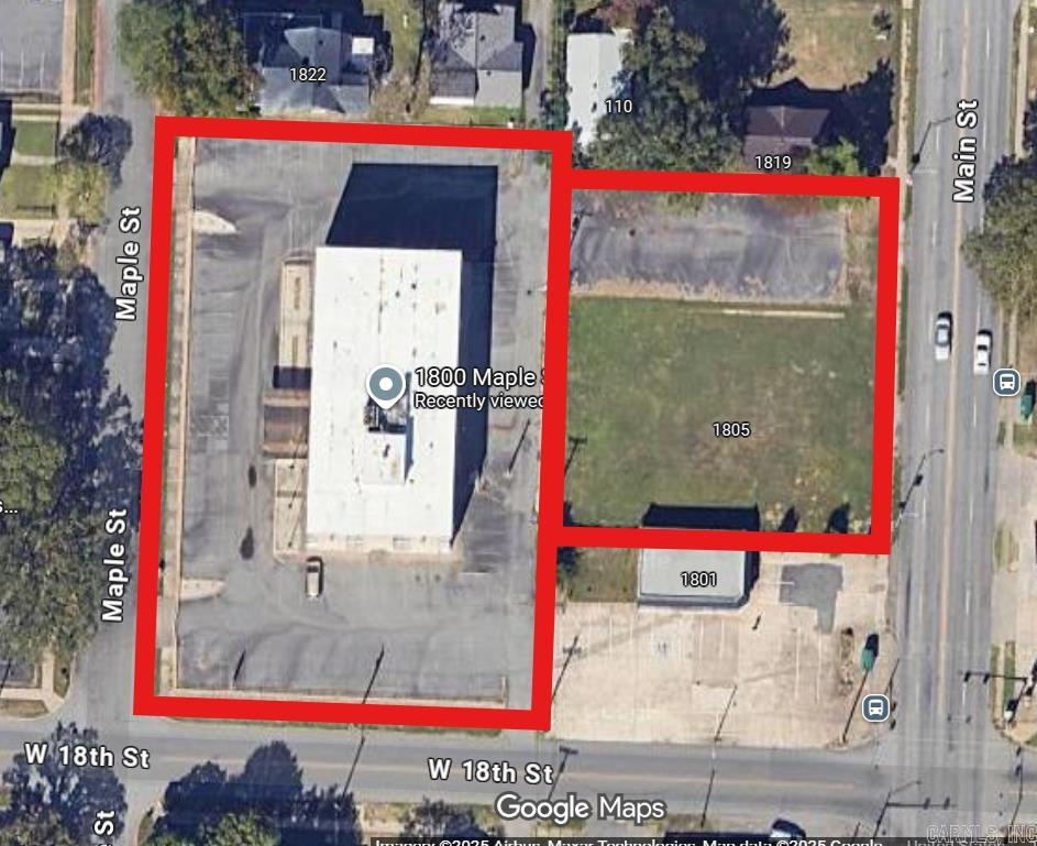 1.5 acres with frontage on Main Street and Maple Street in North Little Rock. An investment property located between Argenta and Park Hill neighborhoods.