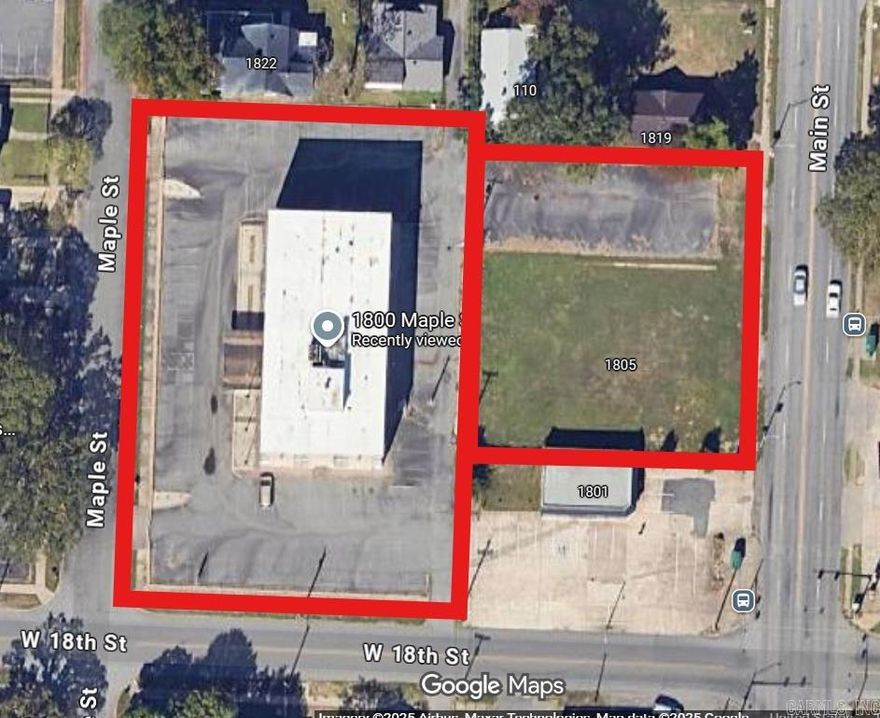 1.5 acres with frontage on Main Street and Maple Street in North Little Rock.  An investment property located between Argenta and Park Hill neighborhoods.