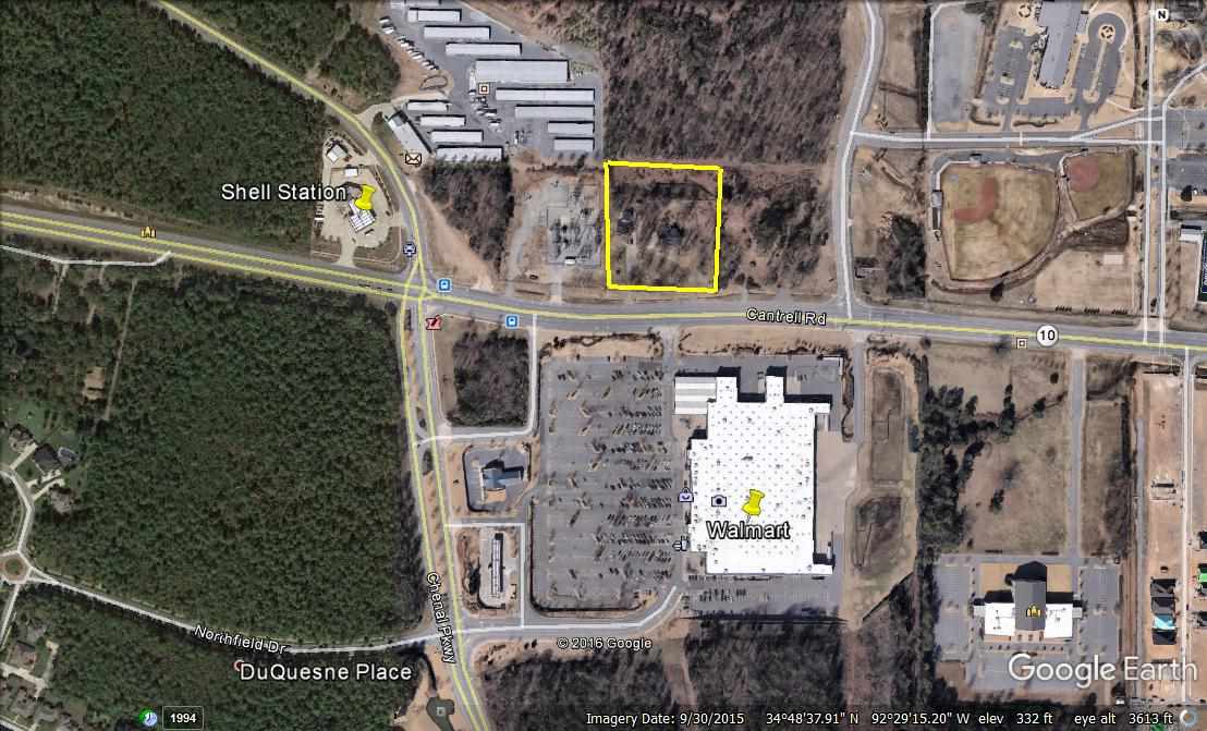 New Price! Less than $15 psf! High Visibility Location Across the Street From Walmart at Chenal and Highway 10. This Prime Piece of Commercial Property is Zoned C-3 and has a Traffic Count in Excess of 17,000 Vehicles Per Day. This Property has All Utilities and is on Level Ground with 320 Feet of Frontage on Highway 10. Located in the Growth Corridor of West Little Rock and Ready for Development. (Includes both 19410 and 19420 Highway 10 for a Total of 2.15 Acres.)