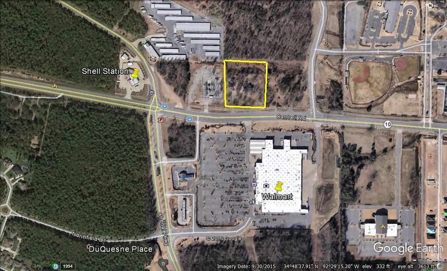 New Price!  Less than $15 psf! High Visibility Location Across the Street From Walmart at Chenal and Highway 10.  This Prime Piece of Commercial Property is Zoned C-3 and has a Traffic Count in Excess of 17,000 Vehicles Per Day.  This Property has All Utilities and is on Level Ground with 320 Feet of Frontage on Highway 10.  Located in the Growth Corridor of West Little Rock and Ready for Development.  (Includes both 19410 and 19420 Highway 10 for a Total of 2.15 Acres.)