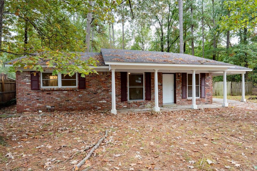Welcome home! This beautifully remodeled mostly brick 3-bedroom, 2-bath home sits on a spacious lot surrounded by mature shade trees, offering comfort and charm inside and out. Enjoy brand-new flooring, fresh paint, newer windows, and a large laundry room for added convenience. The open layout features a generous den/bonus room—perfect for entertaining, relaxing, or easily converting into a fourth bedroom with the addition of a door. Step outside to a cozy patio area ideal for gatherings and an exterior detached storage building for all your extras. Move-in ready and thoughtfully updated, this home is perfect for first-time buyers or investors looking for a great rental opportunity! Agents see remarks.