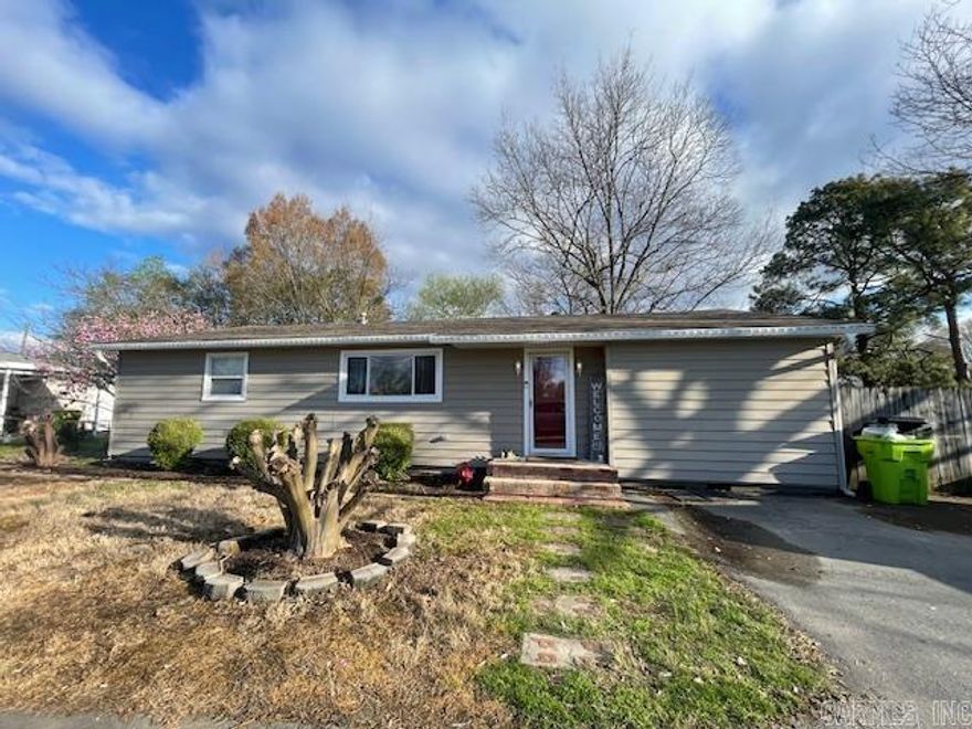 A great starter home with many updates.  Back yard fenced in with privacy fence and potential carport could be added on concrete patio area.  New water heater in 2024, New ac in 2025, new roof in 2021.  Floor joists were added , updated plumbing and new flooring in 2022.  The office or room off the living room can be a small bedroom or use your imagination.  Open floor plan opens kitchen to dining and living room. Has a circle driveway for easy access.  Take a look to make it yours.