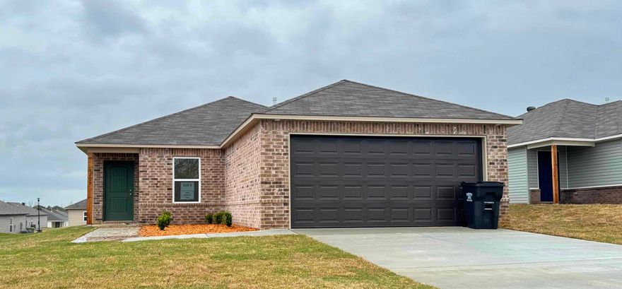 The beautiful Bridgeport plan has a  welcoming covered entryway and front yard landscaping. This one-story home features 4 bedrooms and 2 bathrooms. Enjoy the large open-concept living room, fully equipped kitchen with energy-efficient appliances, ample counterspace, and corner pantry. The laundry room, conveniently located just off the garage, is perfect for any sized family. Learn more about this home today! **SEE SHOWING REMARKS & AGENT REMARKS FOR IMPORTANT INFORMATION**