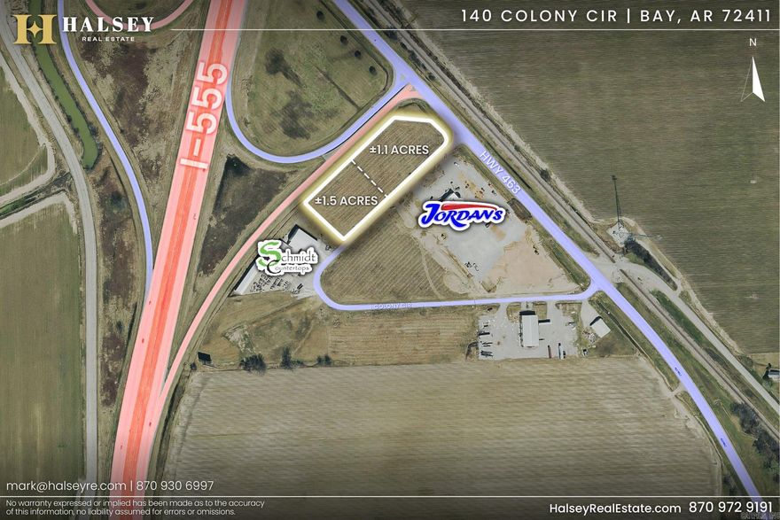 This 1.5-acre lot in Bay, Arkansas, just south of Jonesboro, offers an exceptional investment opportunity, strategically located just off Interstate 555 at Exit 35. Zoned Commerical
