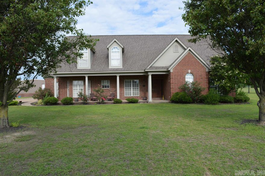 Beautiful five bedroom and two full bath home sits on 5.08 acres just North of Marion Arkansas.  All brick and new roof (2020) this two story home has lots of room for a large family and entertaining guests. The large living area has a gas burning fireplace and large windows towards the back of the home where there is a screened in back porch for grilling and gathering. The large master bedroom also has a gas burning fire place and large bathroom with walk-in closet. Two other bedrooms are on the main floor with a full bath and two spacious bedrooms are upstairs with a full bath along with a huge bonus/game room.  Also, on the property is a 40'X 50' insulated shop with electricity.  All of this plus more is just a short distance from Memphis or the the steel mills in Mississippi County.