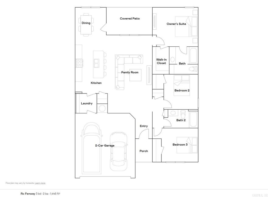 Discover the exquisite Fenway plan, distinguished by its captivating covered front porch and meticulously landscaped front yard, which enhances its curb appeal. This home offers an open floor plan with 3 bedrooms and 2 bathrooms, providing ample space for comfortable living. The expansive family room serves as a central hub for relaxation and social gatherings. Enjoy meals in the cozy breakfast or dining area, adjacent to a beautiful kitchen equipped with energy-efficient appliances, generous counter space, and a spacious pantry—perfect for preparing and enjoying delicious family meals. Additionally, the covered entryway adds to the home's inviting charm. Learn more about the Fenway plan today and envision how it can elevate your lifestyle!   **SEE SHOWING REMARKS & AGENT REMARKS FOR IMPORTANT INFORMATION**