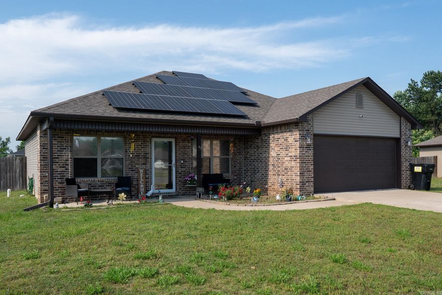 Welcome to 47 Whitetail in Ward, Arkansas! Built in 2020, this well maintained 3 bedroom, 2 bathroom home offers modern comfort with thoughtful updates throughout. Inside you’ll find an open layout with vaulted ceilings that create a bright and spacious feel. Recent improvements include a custom closet system, backyard patio, and a dedicated kids play area featuring astroturf for low maintenance enjoyment year round. The home also features removable window film on the windows, helping block out light for added comfort and energy efficiency.  The fully fenced backyard is perfect for entertaining, relaxing, or letting kids and pets play freely. Even better, the solar panels convey at no cost to the buyer, helping provide long term energy savings. Located in the highly desirable Cabot School District and within commuting distance to Little Rock Air Force Base, this move in ready home offers a great combination of comfort, convenience, and value.
