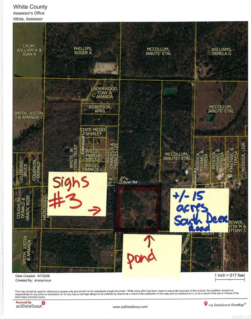 Beautifully wooded and partly cleared approximately 15 acres. (signs #3) Great to build, hunt or play on.  Road to right is easement to Property #4  See signs  Located same side of the road, between properties at 441 Deer Road and 527 Deer Road.