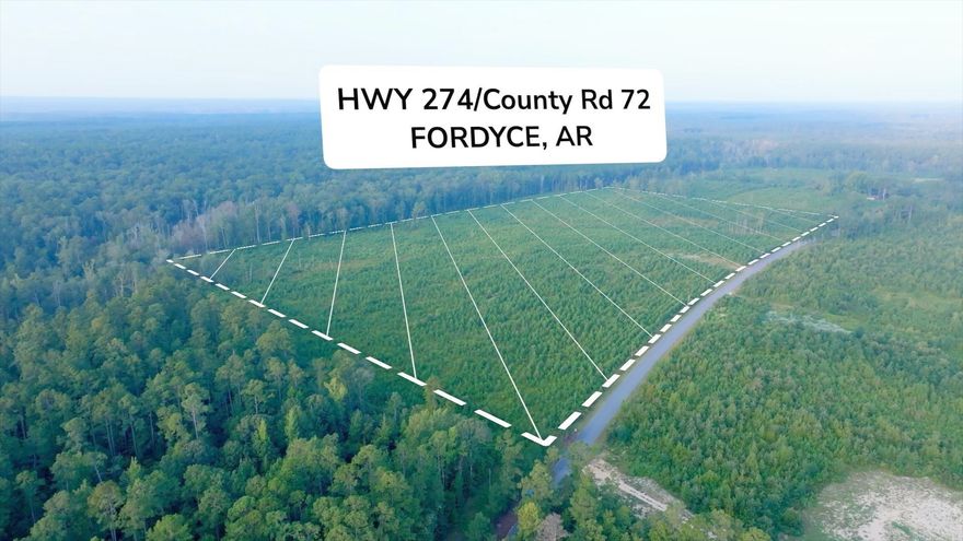 This 56 acre tract is located 5 miles South of Fordyce, on Calhoun County Rd. #72, just off Hwy 274.  Loblolly pine was planted in 2018. Electric and water is available.  (Property located in Section 30, Township 11 South, Range 12 West, Calhoun County, Arkansas)