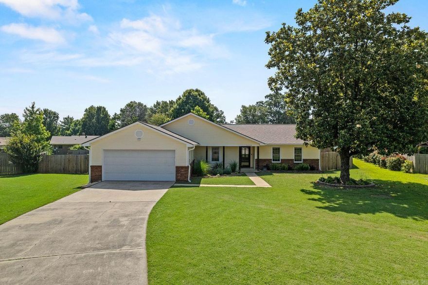 YOU WILL BE SHOCKED AT ALL THAT YOU GET W/THIS HOME!  Superb location near everything--easy access to dining, schools, community center etc. yet nestled at the end of a quiet cul-de-sac. Brand new roof & gutters w/in last month. 20x40 inground pool (2003 new liner, stairs fiber glassed, exposed pump piping replaced, sand filter & manifold replaced, pool cover purchased. 2025 pool shades added plus Air unit fully serviced, new fan motor & ac return grate. 2026 new robotic vacuum & electronic pool timer). Dedicated pool shed w/conveyed pool supplies.  2024: partial privacy fence & survey.  2023: Entire interior freshly painted, installed new light fixtures, can lighting w/ ability to dim, new doors, switches & outlet covers, blinds, primary bath vanity, custom shower & toilet.  Added new door in laundry room to spare bath for easier pool access. Custom sunshades & flooring installed in sunroom. Propane fireplace put in living room. New kitchen cabinets w/ self-closing doors. Other great features are the expansive backyard w/ active garden & extra landscape. Oversized garage w/ Wi-Fi opening, 2x6 framing, double hung windows. Covered patio & new utility shed w/ roll up door added.