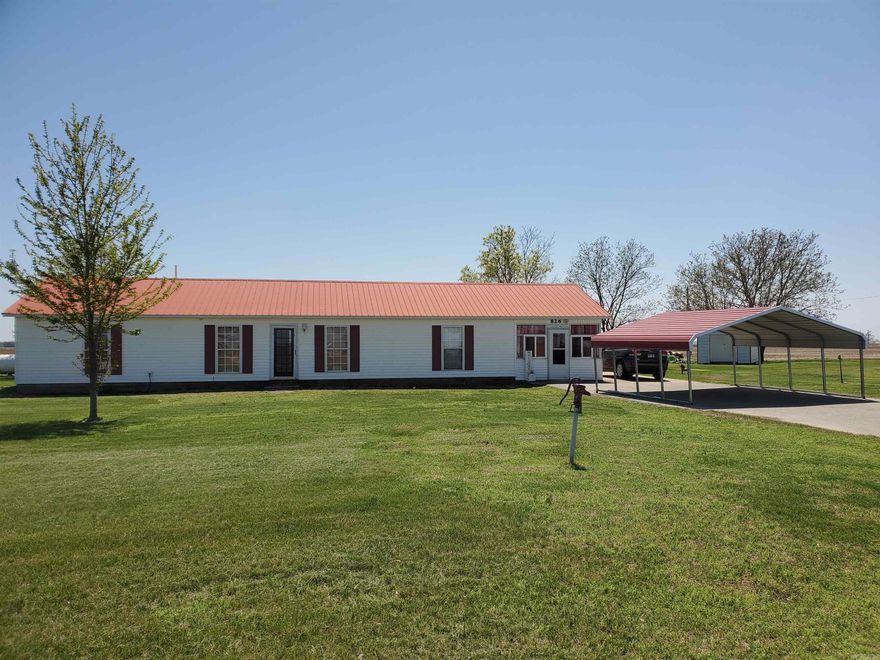 826 CR 534 Greenway, AR. 72450 (Nimmons HWY) is a gorgeous 3BR, 2BA, 1440SF home on 3.21 acres on pavement! Properties like this don't pop up often, and when they do, they are not on the market long! This move-in ready home is equipped with a tankless water heater, less than 2-year-old heat and air unit, metal roof, new flooring in the kitchen, and a huge sunroom! There is plenty of storage space inside and outside. Outside there is a large 20x30 pole barn, 2 good size storage sheds, and a in ground storm shelter. There is also a separate septic tank, water and electric on the property, all less than 2 years old!!