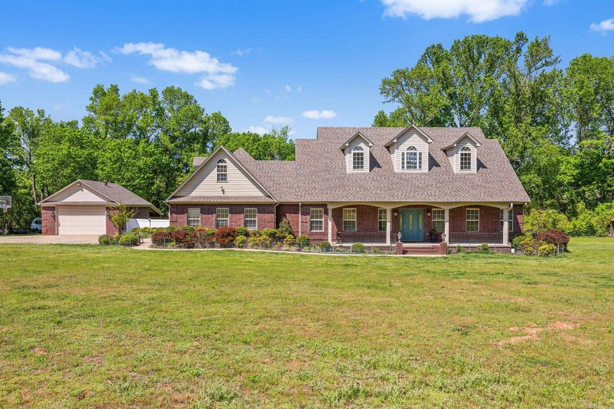 This is the one you have been waiting for! Enjoy the perfect blend of rural charm and everyday convenience in this beautifully maintained 3,536 sq ft, 4-bedroom, 3-bath home on 4.88 acres. Designed for comfort and functionality, the home features a cook’s kitchen with stunning soapstone countertops, breakfast nook, large eat-in bar, plus a trash compactor and refrigerator that convey. Elegant crown molding runs throughout, and a cozy wood-burning fireplace creates the perfect gathering space. Downstairs bedrooms offer convenient Jack-and-Jill bathrooms, while spacious walk-in closets provide plenty of storage. Upstairs, you’ll find an oversized flex space along with a private bedroom and full bath—perfect for guests, a home office, or a bonus living area. Step outside to your private retreat with a covered back porch, firepit, and saltwater pool—featuring a new liner (2024) and new salt generator (2025). Enjoy peace of mind with a new roof on the home and shop (2022) and all-new fencing surrounding the property and pool. Complete with a brick shop with electricity and plumbing, plus space for animals. Schedule your showing today!