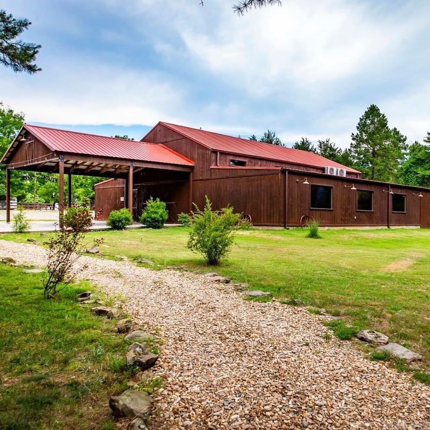 BUSINESS OPPORTUNITY! -- Now is your chance to purchase your very own Wedding Barn and Event Center!! With nearly 3000 sq ft of space, your guests will have plenty of room for dining, dancing, and entertaining inside as well as room to grill, sit around the firepit, or take advantage of the numerous scenic "photo op" spots outside.  In addition to the well lit floorspace are separate Bride and Groom lounges, Men's and Women's dbl bathrooms, kitchen/serving area, and a storage room that comes stocked with tables, chairs, and linens so that you are able to continue doing business straight away!  This beautiful Bridal Barn sits on nearly 2 acres of manicured and wooded serenity designed perfectly for Wedding Ceremonies, Quinceaneras, or can be used for an outdoor reception/rehearsal dinner with all of your guests.