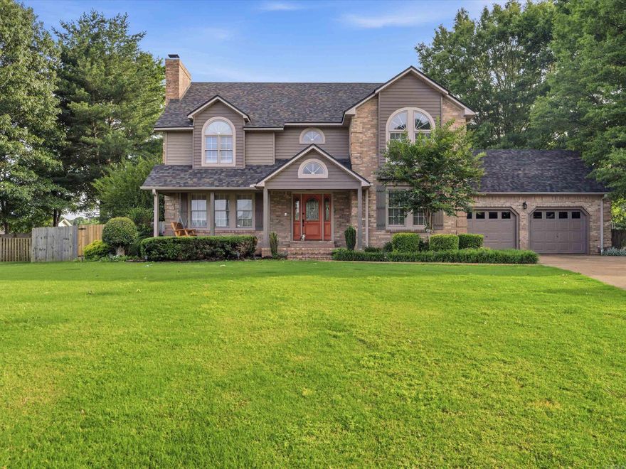 Welcome to this one-of-a-kind custom-built home in desirable Park Ridge Estates. Offering 3,006 square feet of living space, this spacious two-story home features multiple living areas, a formal dining room, and a spacious kitchen. Also included on the main floor is one bedroom and a half bath.   The formal living room and oversized primary suite both include beautiful log-burning fireplaces. A stunning spiral staircase leads upstairs to the private bedroom quarters. The primary suite offers a large closet, walk-out balcony access, dual vanities, separate shower area, and a garden tub surrounded by stained glass accents.  The roof was replaced in 2024. The home features two separate HVAC systems for upstairs and downstairs, and a 50-gallon electric water heater. Additional amenities include a whole-house vacuum system, laundry room with sink, two-car garage, gutters, two decked areas, and a detached shed with a concrete floor and electricity.  This home offers exceptional space, charm, and functionality in one of Paragould’s established neighborhoods. A rare opportunity to own a distinctive custom property with features and character you simply won’t find in newer construction.