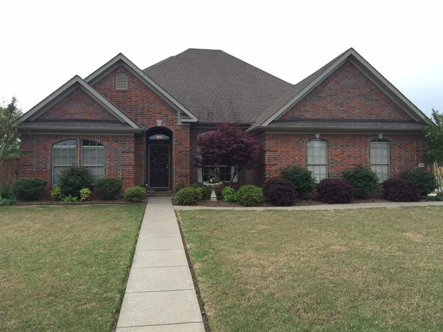 Exceptional home in immaculate condition. Large corner lot in Southwind. Large living room with gas log fireplace. Kitchen has lots of cabinets with a big center island and plenty of prep space. Big pantry. Laundry room with sink. Office could be a 4th bedroom. Closets in garage for extra storage. Arched doorways and extra trimwork. Nice covered back porch with extra large patio.