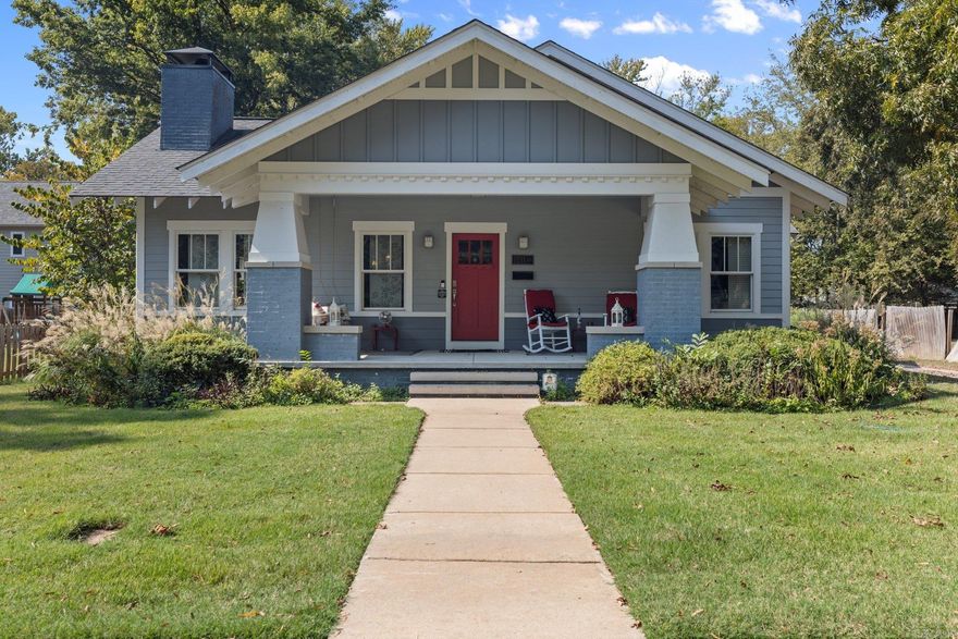Welcome to your new home in a historic neighborhood! This Craftsman-style gem combines classic charm with modern amenities. It features an oversized side-entry garage, a welcoming front porch with a swing, and meticulously maintained landscaping. Inside, the beautiful hardwood floors stand out, and the open-concept great room and kitchen create an ideal space for entertaining. Enjoy the spacious, luxurious shower, and appreciate the tasteful design highlighted by large windows that let in plenty of natural light. This home offers both comfort and character in a vibrant, historical setting.  New a/c compressor September 2024 Bathrooms remodeled 2020 by previous owners   Agent see remarks