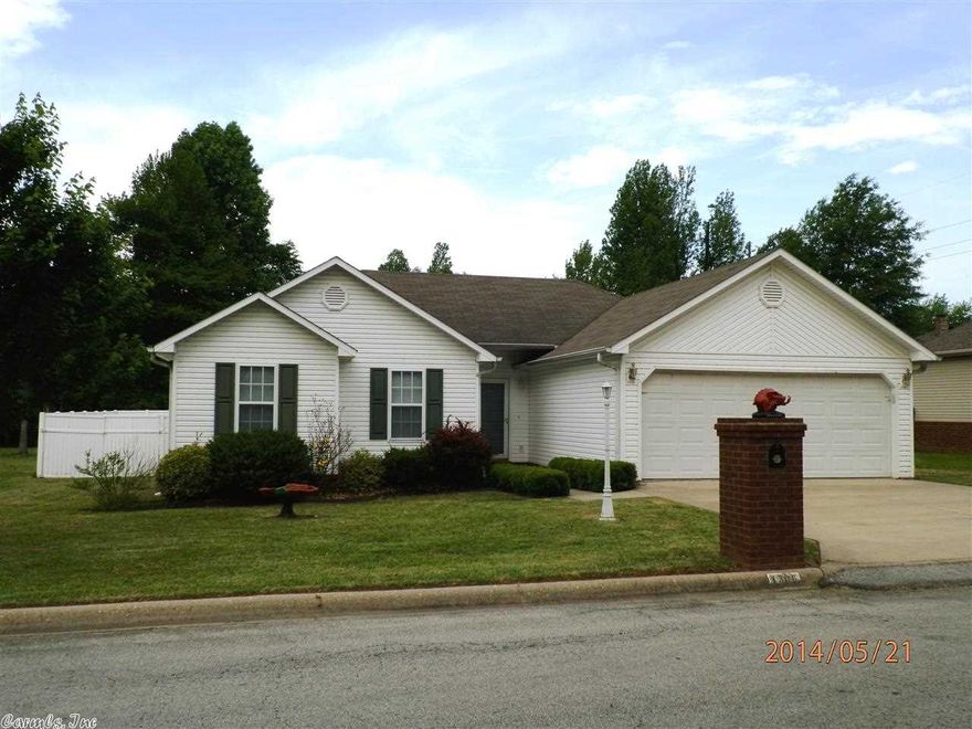 Very nice home in convenient location close to shopping, schools and churches. Vaulted ceiling in living room and one bedroom. Good size bedrooms, new flooring in kitchen, living room and hallway. Nice two-car garage. Backyard is fully fenced with PVC fencing plus has access gates to front yard on both sides Great home at a great price!