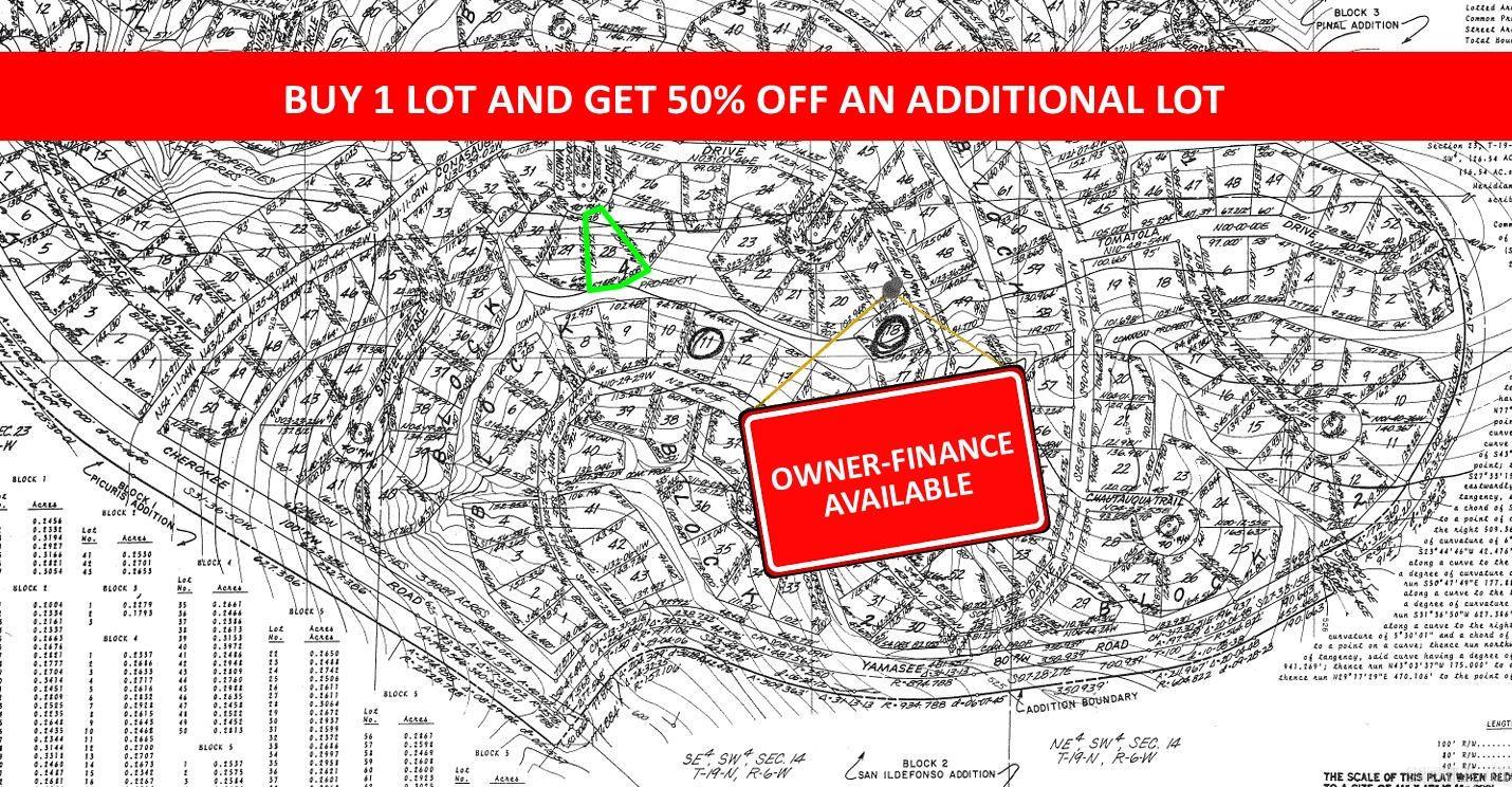Buy one lot and get 50% off an additional lot! Owner-finance for easy terms. Cash buyers can pay by debit or credit card as well. Nice lot to develop or hold for future value. Public water and electric are available to run to property and will need septic. Owner/agent. Finance is 5 months at $194 and closing costs are included. Lots marked with red banner are part of promotion. No limit on lots. Buyer responsible for any/all taxes and lots sold "as-is". Quit claim deed conveys. Parcel ID# 145-11722-000
