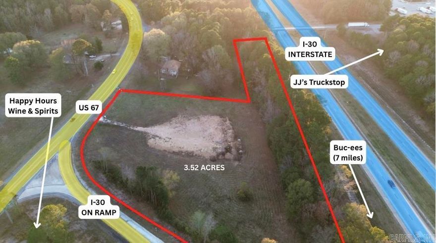 Prime 3.52 Acres Commercial Land | Exceptional Visibility on I-30 & Hwy 67. Unlock the potential of this 3.52 acre premier commercial tract, strategically positioned with outstanding frontage along both Interstate 30 and Highway 67. Offering unparalleled visibility and accessibility, this property presents a rare opportunity for developers, investors, or business owners seeking a high-impact location. Flat, usable acreage ideal for a wide range of commercial, retail, or service-oriented development. Immediate access and exceptional exposure along two major thoroughfares. Interstate 30 boasts over 63,000 vehicles per day, providing continuous visibility and strong customer reach. Positioned in a growing corridor with increasing commercial demand and strong regional connectivity. This property combines size, access, and visibility—making it one of the most desirable commercial opportunities in the area. Ideal for any business looking for maximum exposure and long-term growth potential.