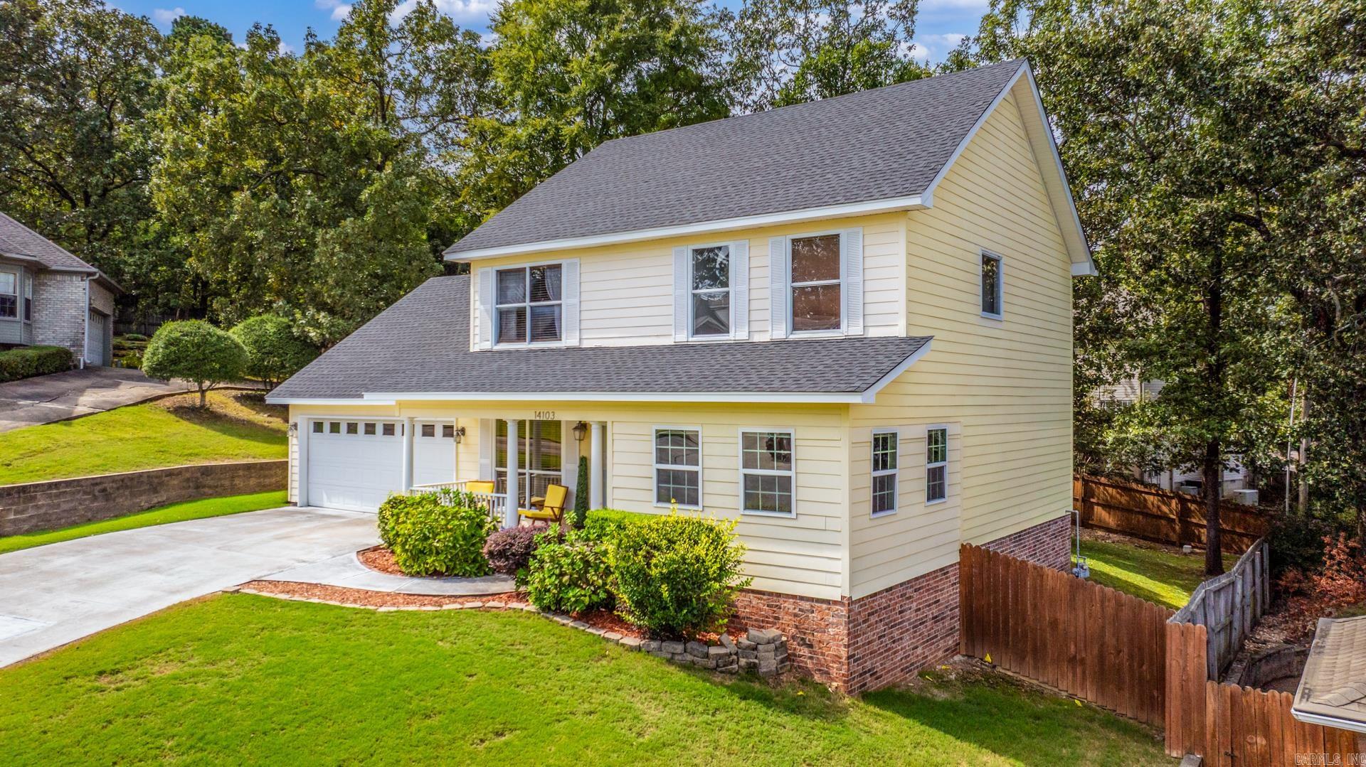 Southern Charm on a quiet cul de sac in the heart of West Little Rock. The floor plan has room for everyone! Enjoy coffee on the front porch or quiet evenings on the back patio. Main level has a bedroom w/access to full bath, and a bonus room/office or second den. Full Primary ensuite on the second level w/2 additional bedrooms w/jack & jill bath. Kitchen boasts newer appliances eat in area, Plus Formal Dining room could convert to office space as well. New roof 2023 & maintenance free Leaf filter guards. This home could be for multi generational families or for those that work remotely for home. Bonus room was enclosed in 2023 sq footage approximate please measure