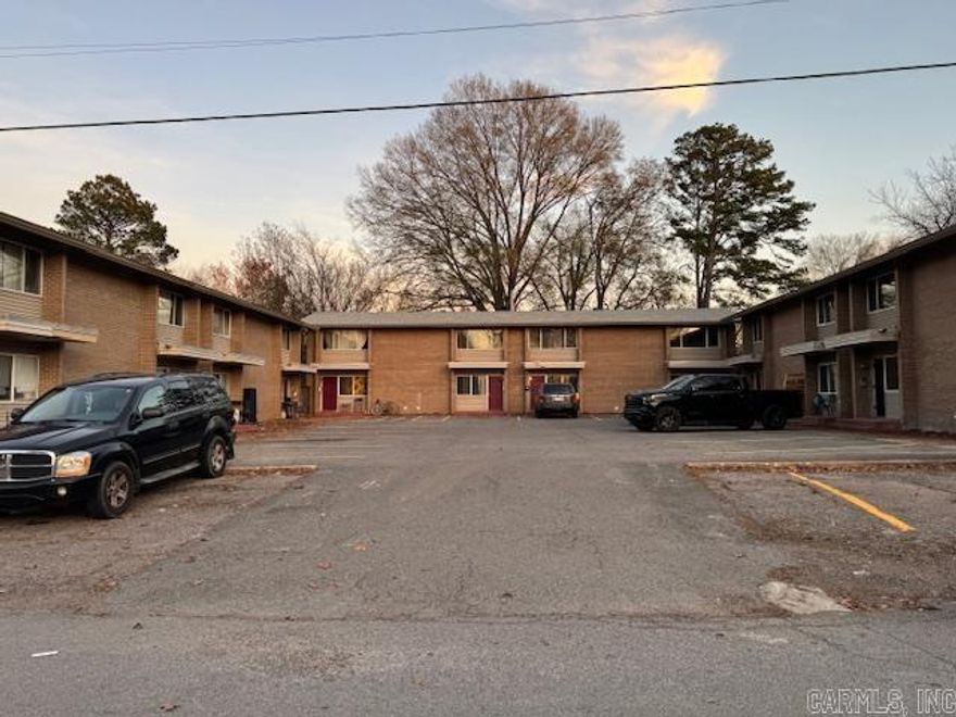 Located in the heart of Searcy! 12-unit apartment complex featuring 2br/1ba units. All units are currently occupied. Recent improvements include new roof, all new thermal windows, and solid surface counter tops. 7 units have new HVAC systems. 8 units have been updated. Well-maintained property with consistent unit mix and strong rental demand.