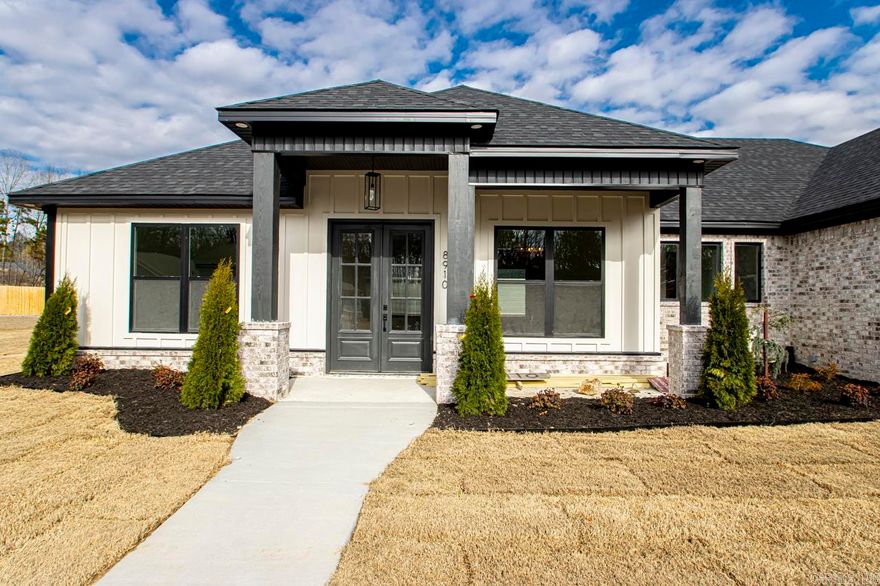 This custom built home offers tall ceilings, split floor plan, 8 ft doors throughout, custom cabinets, quartz countertops, large master suite with walk in shower, walkthrough closet to laundry room, flex space, fireplace, ss appliances, large pantry, carpet in bedrooms only, large corner lot with oversized side-entry garage.