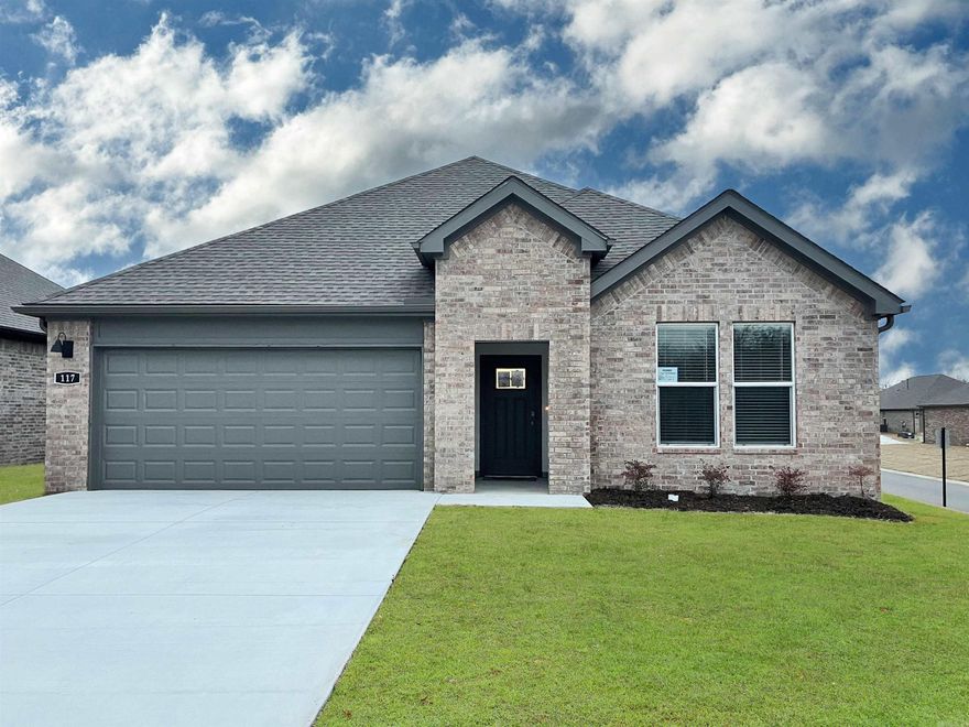 Charming Cali plan in River Plantation, located in Mayflower, Arkansas! These new construction homes feature modern finishes for comfortable living! The Lakeway plan features a separate office space! Each home has LVP flooring throughout common areas and carpet in bedrooms and closets. In the kitchen and bathrooms, you’ll find beautiful quartz countertops. The primary bathroom features a walk-in shower and a quartz, double sink vanity! Each home will have 4-sides brick with Hardie® siding per plan. Homes will include only PARTIAL sod in back. These homes come with a programmable thermostat! 10-year limited Homebuyer’s Warranty! All photos are stock photos, representative of plan only and may vary as built. These homes will have a grinder pump. Annual taxes is an estimate. Taxes and parcel are TBD. This property will be under a Bill of Assurance (BOA) that contain Covenants and restrictions for these homes.