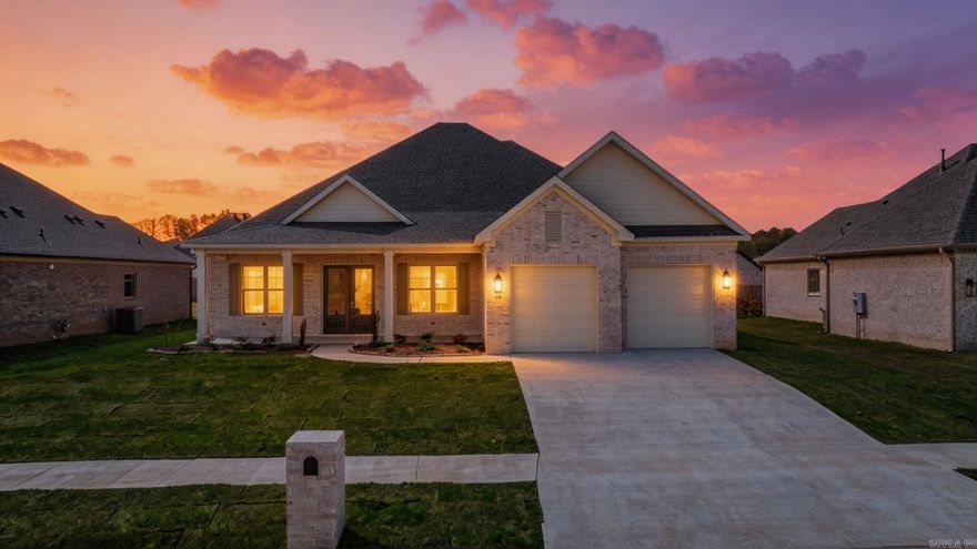 We are proud to introduce this thoughtfully constructed home in The Country Club of Arkansas. This new construction home has one of the best 4 bedroom, 3 bathroom layouts there is. As you enter the home you are welcomed with the open living room, kitchen, dinning room, and even breakfast area that over looks the backyard. The living room has large windows that look out onto the covered back patio that then overlooks your flat backyard. The set apart primary bedroom boasts a designer five piece bath. On the other side of the home are three additional bedrooms and 2 full bathrooms. One of them being a duel suite access bath. We are truly excited for you to come see this home. It has craftsmanship that you can fell as you walk through the home. *Agents please see remarks for more info about the neighborhood.