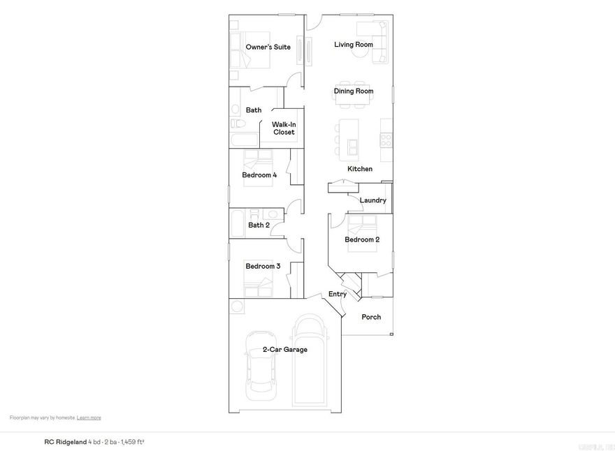 The Ridgeland plan is designed to exude a strong and captivating first impression, with a delightful covered front porch and inviting front yard landscaping. This home layout focuses on an open and spacious floor plan that encompasses 4 bedrooms and 2 bathrooms, offering a comfortable and functional living space. The open layout promotes a sense of connectedness while allowing for versatile furniture arrangement and easy flow of movement. Learn more about this home today!    **SEE SHOWING REMARKS & AGENT REMARKS FOR IMPORTANT INFORMATION**