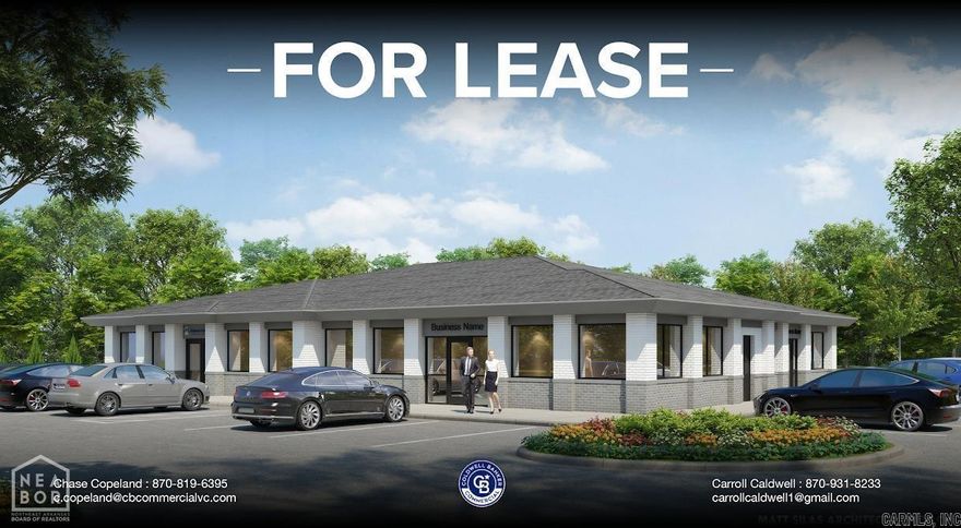 Coldwell Banker Commercial - VC is pleased to present 1414 Jaxon Drive, Jonesboro, AR 72404. This multi-tenant office building is currently under construction and available for pre-leasing, offering a rare opportunity for tenants to secure space in one of Jonesboro's fastest-growing developments.    Located within the Southern Hills Mixed-Use Development, the property is surrounded by a strong mix of national retailers, local businesses, single-family homes, and planned Class A multifamily units. The development is thoughtfully connected by an extensive trail system designed for both walking and biking, enhancing accessibility and overall tenant experience.    Custom build-outs are available, allowing tenants to design and tailor their space to meet specific operational needs.
