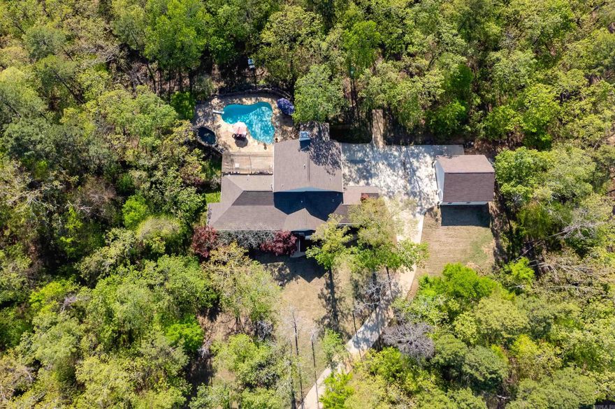 Come enjoy this private 2 acre oasis with pool! The home offers the open concept kitchen, great room with Fireplace, dining area, and sitting area which is perfect for entertaining. The main level has 3 Bedrooms, 2.5 baths, plus office. Two of these bedrooms are en-suites and could be a primary on the main level or perfect for in-law suite.  Upstairs is the wonderful over-sized primary suite w/ fireplace, panoramic view overlooking the pool. Walk-thru glass block shower, 2 closets & extra washer/dryer. Chef's custom kitchen- double island, granite, SS appliances, Jenn-Aire gas 4 burner + grill and double wall ovens.  Amenities include being close to Pinnacle Mountain Park, Maumelle State Park, Two Rivers Park, Bo Brooks Winery & Pumpkin Patch, WestRock Landing and P. Allen Smith Farm-Moss Mountain. You can walk to Leiva’s Coffee Roastery, Natural Steps Sports Complex, and Hoop Life Gym.
