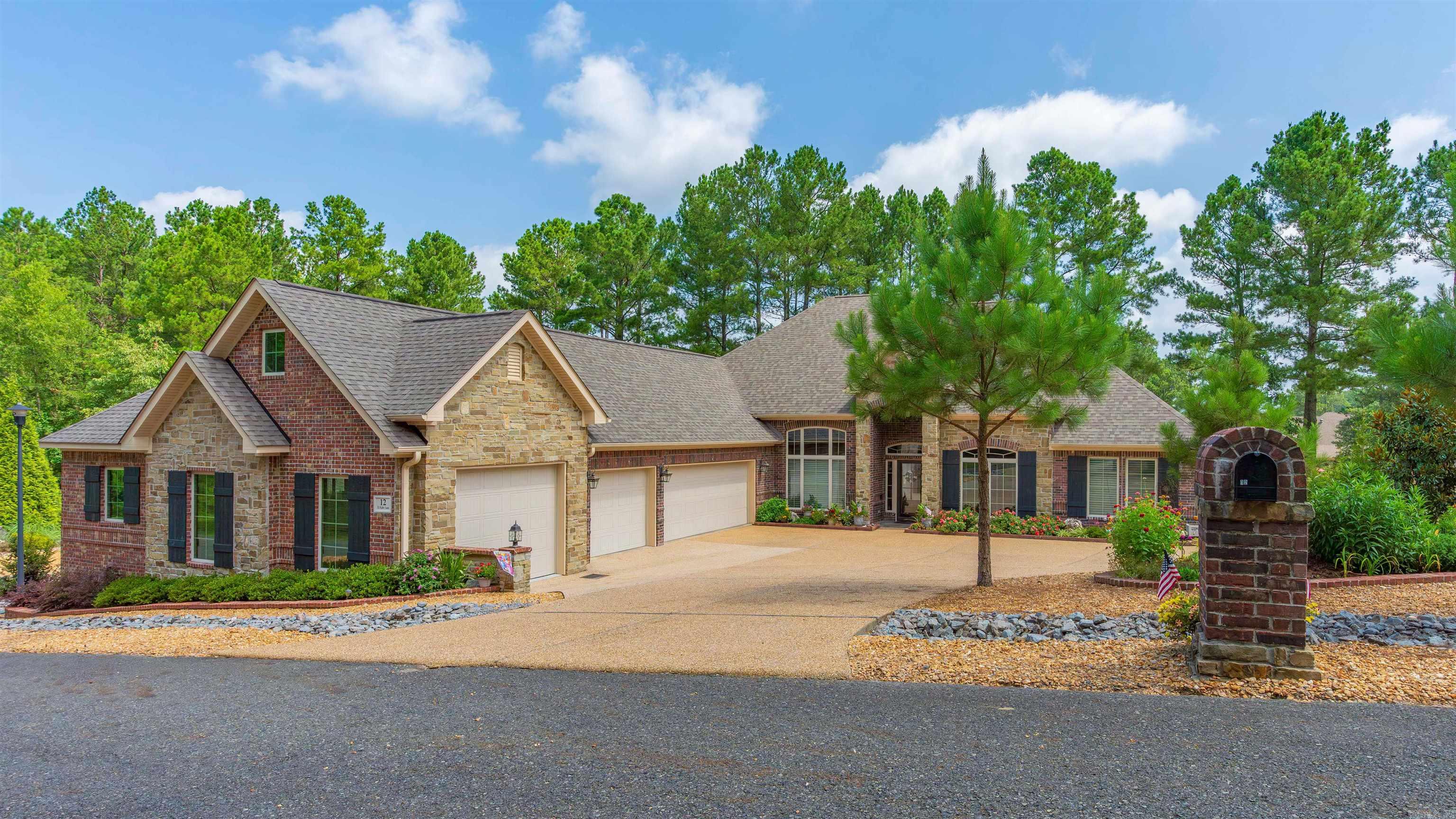So, you are planning to retire next year, come to Hot Springs Village & build the house of your dreams on a beautiful golf course lot. Guess what? It has been built already - a beautiful, all masonry home with the perfect northern exposure in back with a huge screened patio giving you a view of tee to green. What could be better? You couldn't plan a better lay-out - huge owner suite with gigantic walk-in closet & built in chest; Roman spa shower. Open plan has divided bedrooms. Kitchen is chef's delight - abundance of custom cabinets, and upgrades everywhere - custom moldings, HUGE windows, & volume ceilings, 4 car garage (plus workshop), huge finished area above 3rd car garage. Luxury vinyl flooring 2023, Painted ceiling, walls & trim 2023, new carpet primary bed & closet 2023. New addition 2019 -upstairs 2 rooms & full bath - approximately 10X16. 2018 - added a screened in porch & back patio & sidewalk w/landscaping & flower beds. Located at the end ot the cul-de-sac. SEE AGENT REMARKS