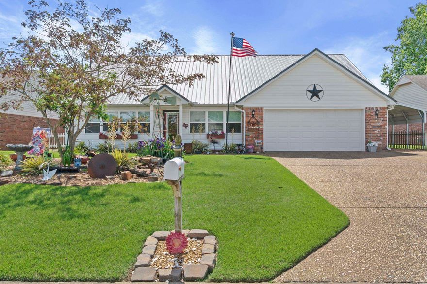 Exceptionally well-maintained 3 bed, 2 bath home with a private office off the primary suite, perfect for working from home or a quiet retreat. You’ll love the extensive landscaping with sprinkler system and the inviting outdoor spaces, including a large, covered patio with gas hookup for easy entertaining.  Inside, enjoy year-round comfort with a heated and cooled sunroom and enclosed back patio, plus a cozy gas or wood-burning fireplace. Additional features include a double garage with storage room & storm shelter, greenhouse, and a whole-home backup generator-adding both convenience and peace of mind.
