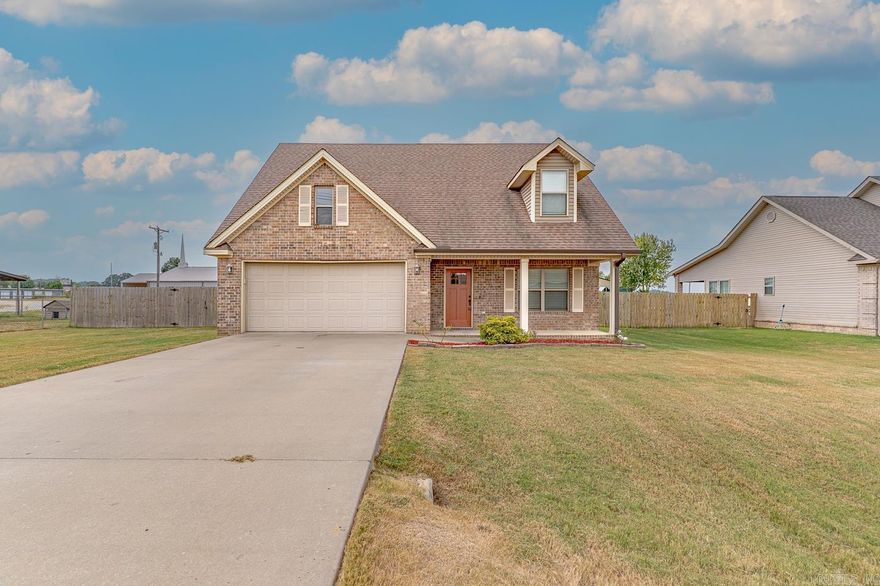 Welcome to Market 501 Emily Lane of the Dunford Village Sub. in Harrisburg, AR within the Harrisburg School District. Situated on a .21 +/- acre privacy fenced and level lot is 2018 built traditional style home wrapped in brink & vinyl, topped w/ architectural shingles, and accented by shutters, gutters, covered front porch, back patio, beautiful front door, and fresh landscaping. The interior features 1,787 sf of well laid out living space over 2 floors. On the main level is a large living room, eat-in kitchen w/ stainless steel appliances, mobile island, ample cabinet and countertop space, half bath, and access to the exterior, Master bedroom w/ walk-in closet and en-suite featuring a shower/tub combo, dual vanity, and laundry room. Upstairs are 2 generous sized bedrooms and full bath w/ shower/tub combo. Seller improvements include: window treatments, gutters, dishwasher, microwave, disposal, fencing, ring doorbell and more. This 1 owner property has been well maintained and is move-in ready. Conveniently located near favorite local amenities & Hwy 1 and just 5 miles to Lake Poinsett and 20 miles to Jonesboro. Call today to schedule your tour and make this house your home.