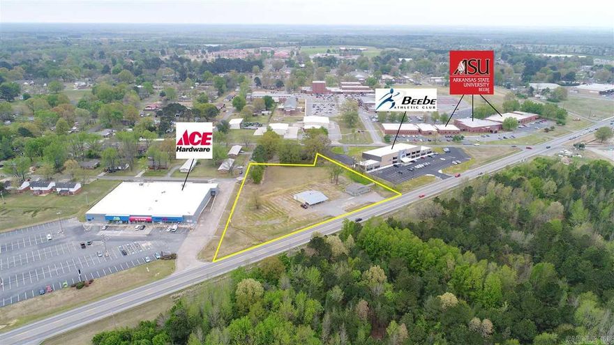 Awesome 2.76 acre commercial property! Featuring 475' of frontage along Dewitt Henry, next to the new Beebe Athletic Club.  Property is less than 1/2 mile from Hwy 67/167 & just a skip from ASU Beebe.  Other area commercial includes Sonic, Ace Hardware, & Splash Car Wash.  Property includes 2 existing buildings, 1,700sf & 1,488sf.  Site is zoned C-2 w/utilities available.