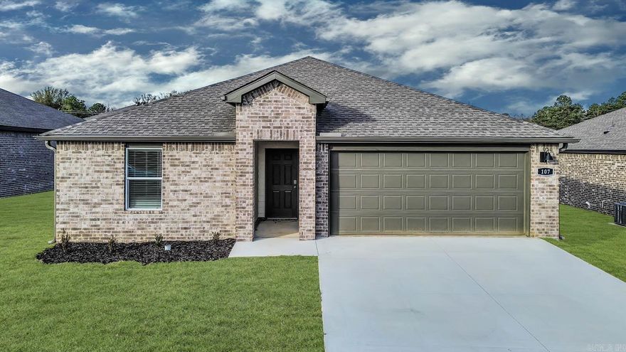 The Justin Floorplan is one of our single-story floorplans featured in Kensington Place community in Bryant, Arkansas. This spacious floor plan includes 4-bedroom, 2-bathroom, and a 2-car garage with an open concept living area, where your kitchen, living, and dining areas blend seamlessly into a space perfect for everyday living and entertaining. These homes feature LVP flooring with carpet in the bedrooms and closets! The kitchen features 36” cabinets, quartz countertops, and stainless-steel appliances. Fabulous open floorplan. The primary bedroom has an en-suite bathroom that features a walk-in closet, and a walk-in shower. Taxes estimated. $420 annual special improvement fee. Special builder 10-year warranty. $75 Transfer fee. Representative photos only and vary as built!