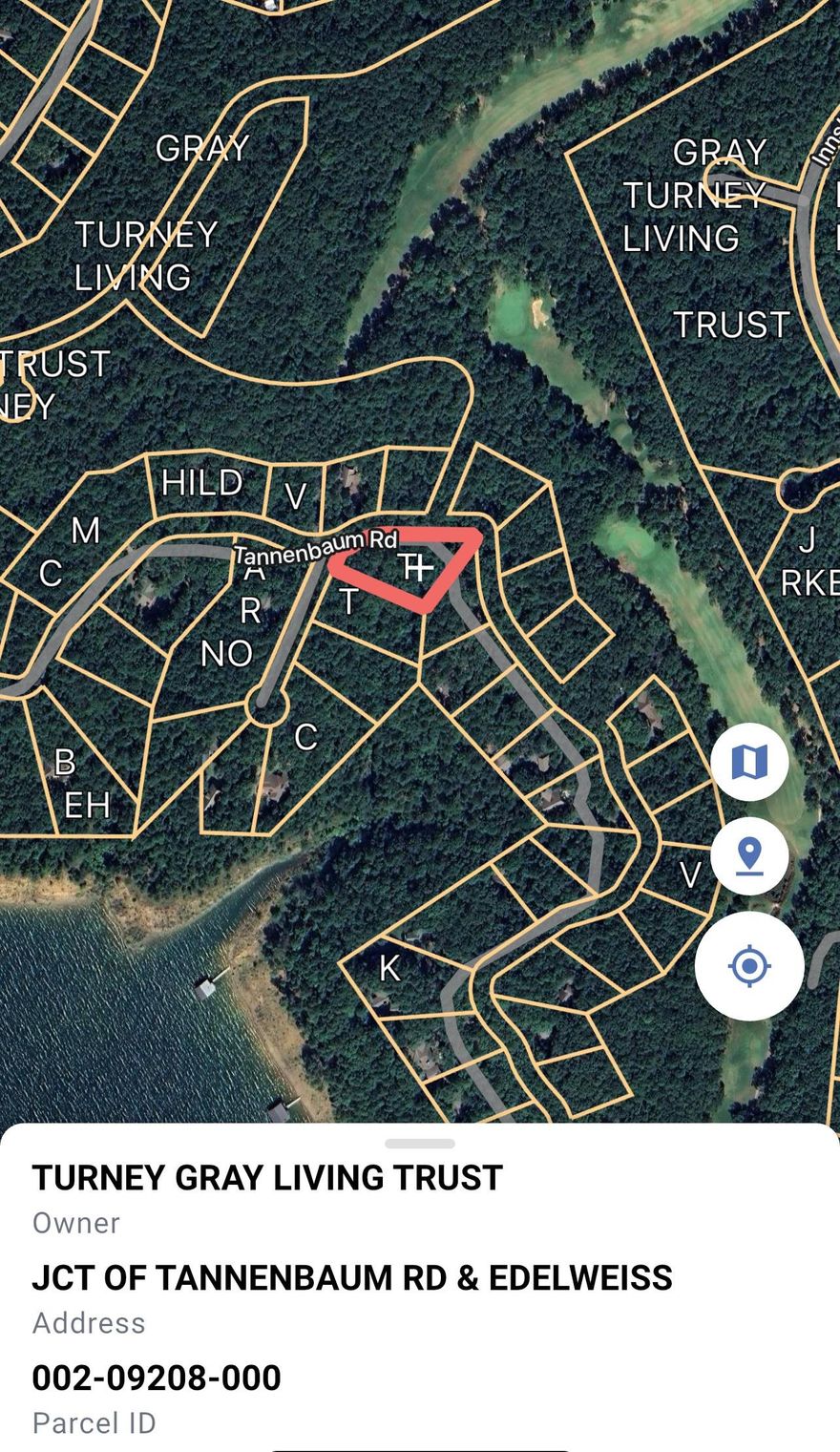 Corner lot in Tannenbaum Subdivision. Annual dues only $500 per year & you have access to the TPOA Park with Party Pavillion, outdoor stone fireplace, grills, Pickle Ball Court, & Tennis Courts. Tannenbaum Golf Course is also close by (dues do not cover playing the course)